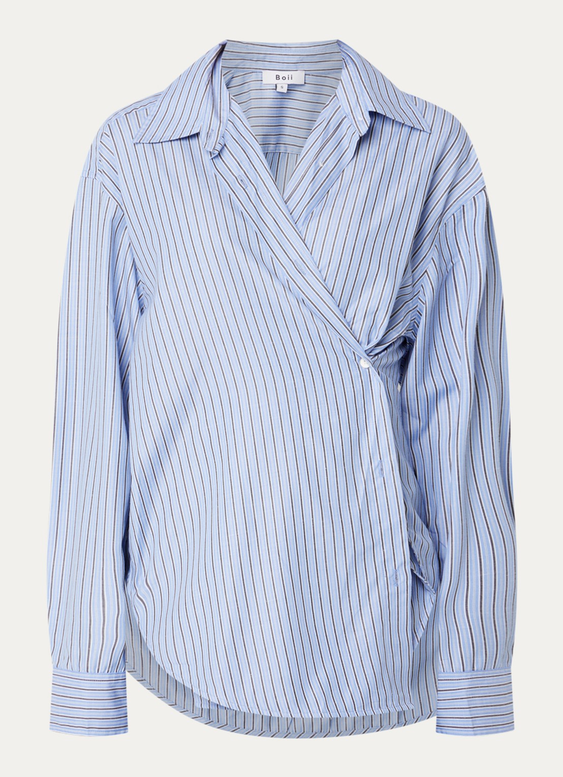 Boii Studios Diami blouse met overslag - voorkant blauwgrijs