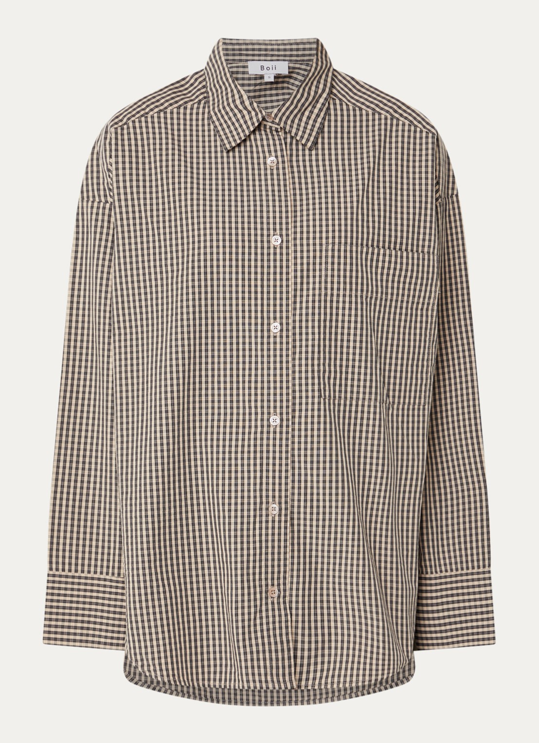 Boii Studios Fie blouse met ruitdessin - voorkant 3 beige