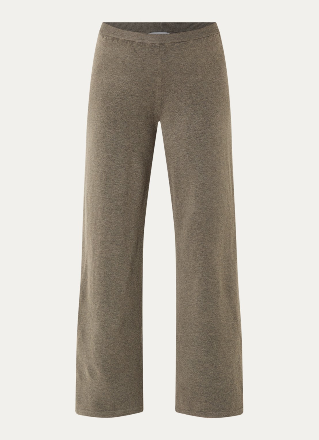 Boii Studios Geifa fijngebreide high waist straight fit broek - voorkant lichtbruin