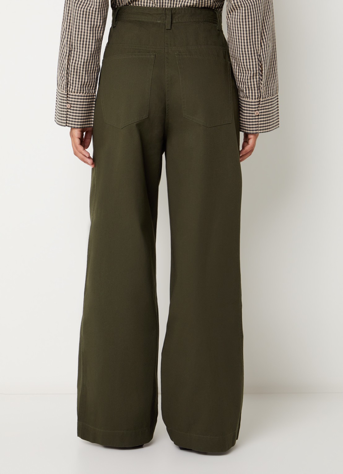 Boii Studios Julie high waist wide fit broek met steekzakken - achterkant 2 bronsgroen
