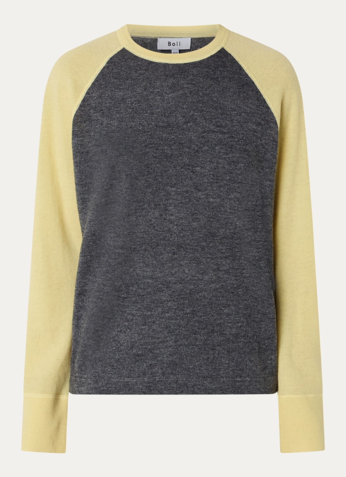 Boii Studios Pullover in wolblend met ronde hals - voorkant donkergrijs