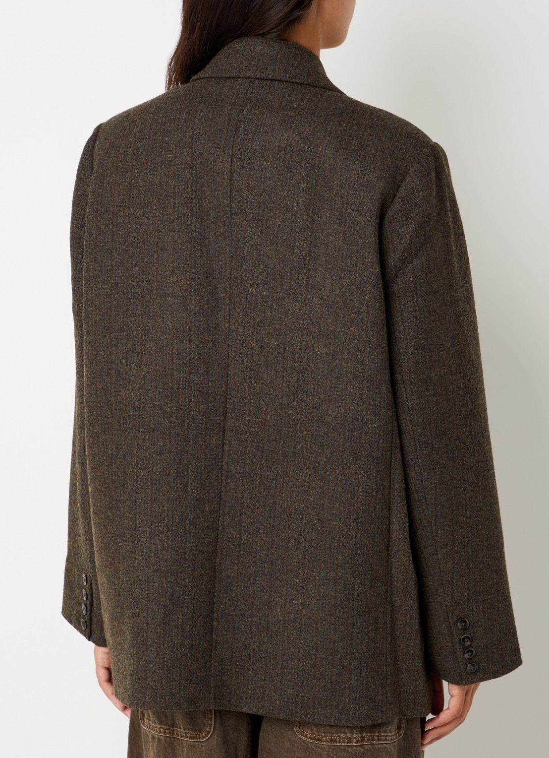 Boii Studios Solve oversized blazer in wolblend - achterkant 2 donkerbruin