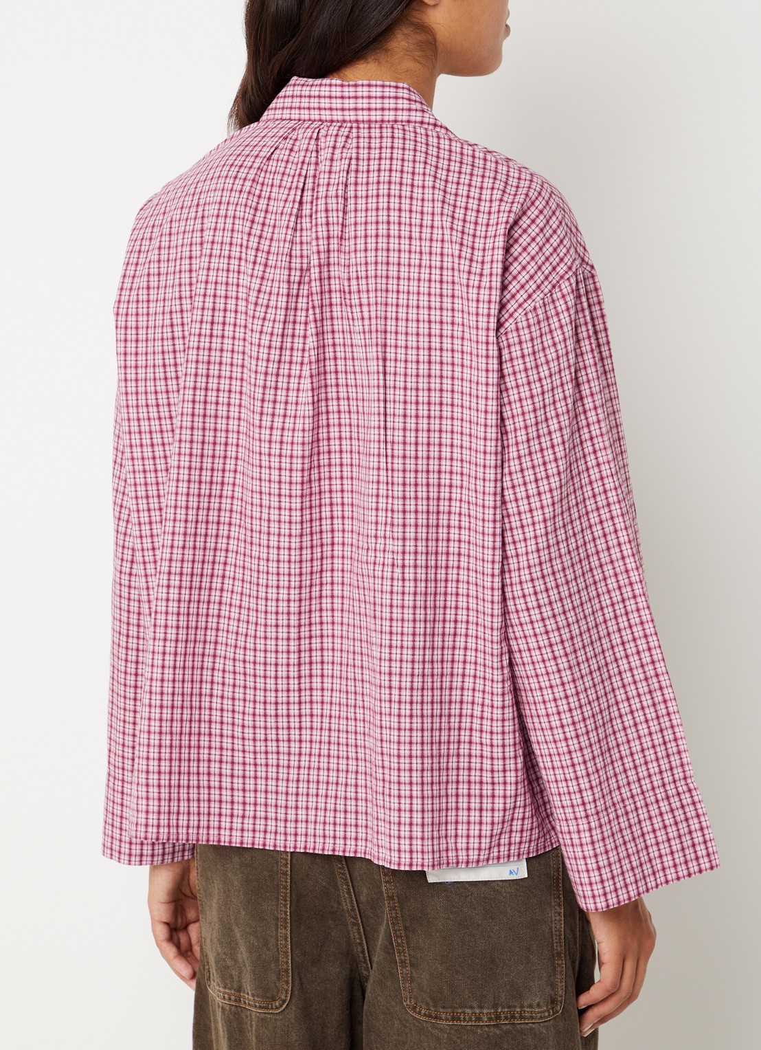 Boii Studios Tinsi blouse met ruitdessin - achterkant 4 aubergine