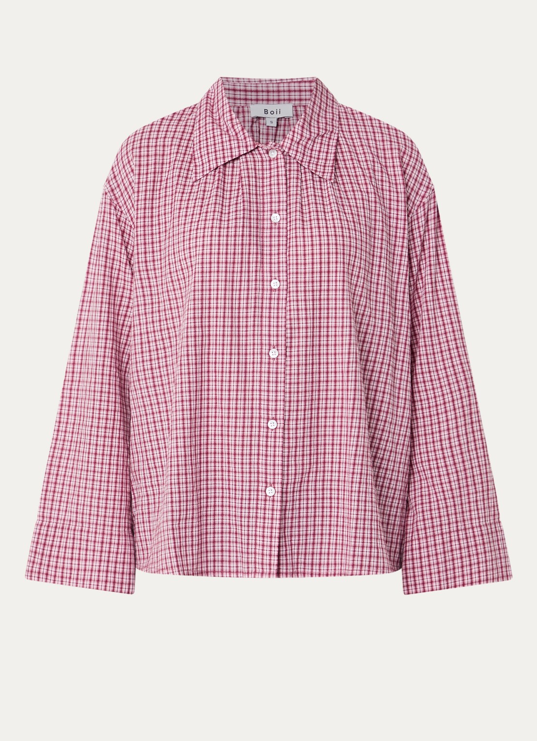 Boii Studios Tinsi blouse met ruitdessin - voorkant 2 aubergine