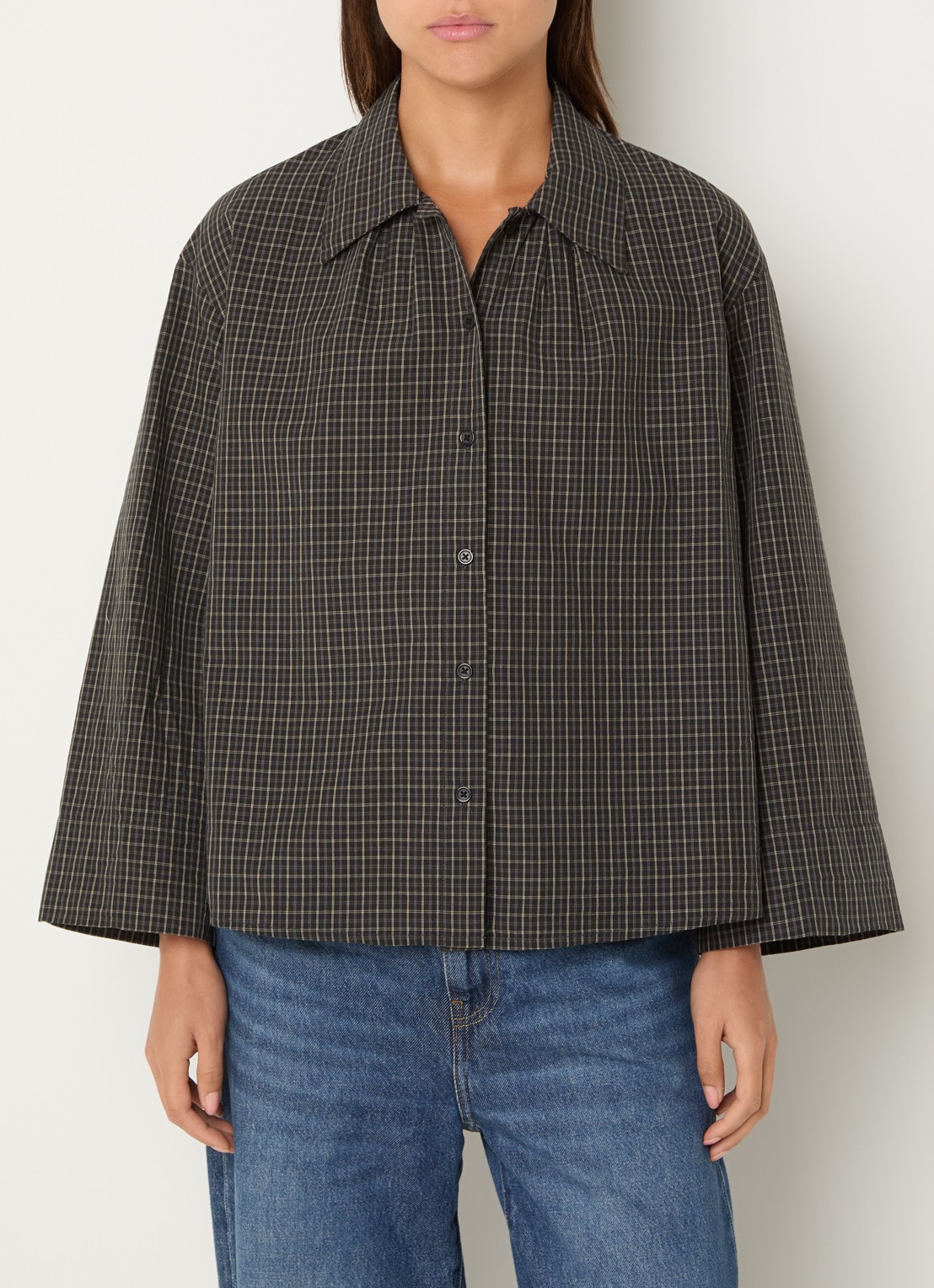 Boii Studios Tinsi blouse met ruitdessin - detail 3 donkergroen
