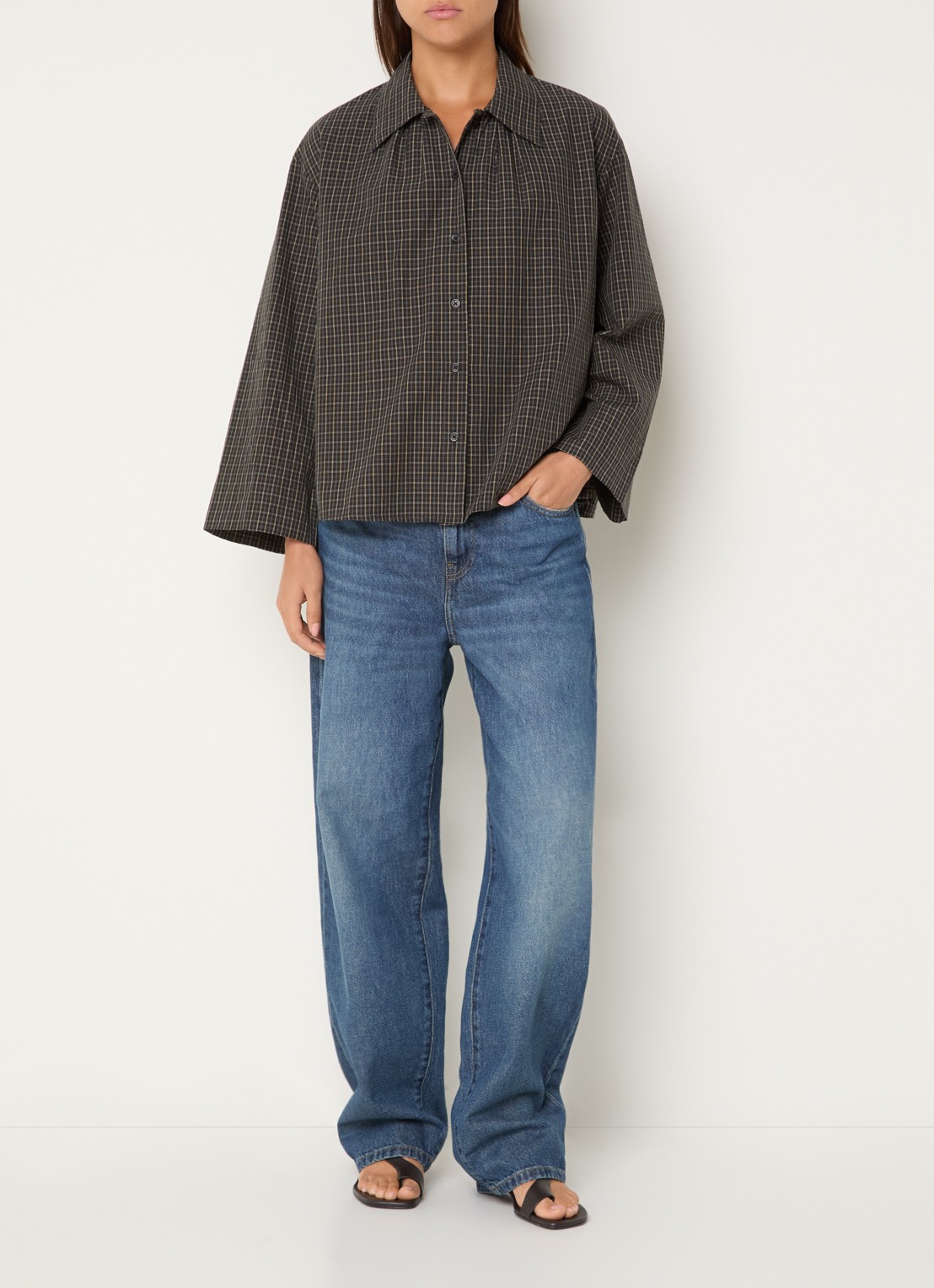 Boii Studios Tinsi blouse met ruitdessin - voorkant 2 donkergroen