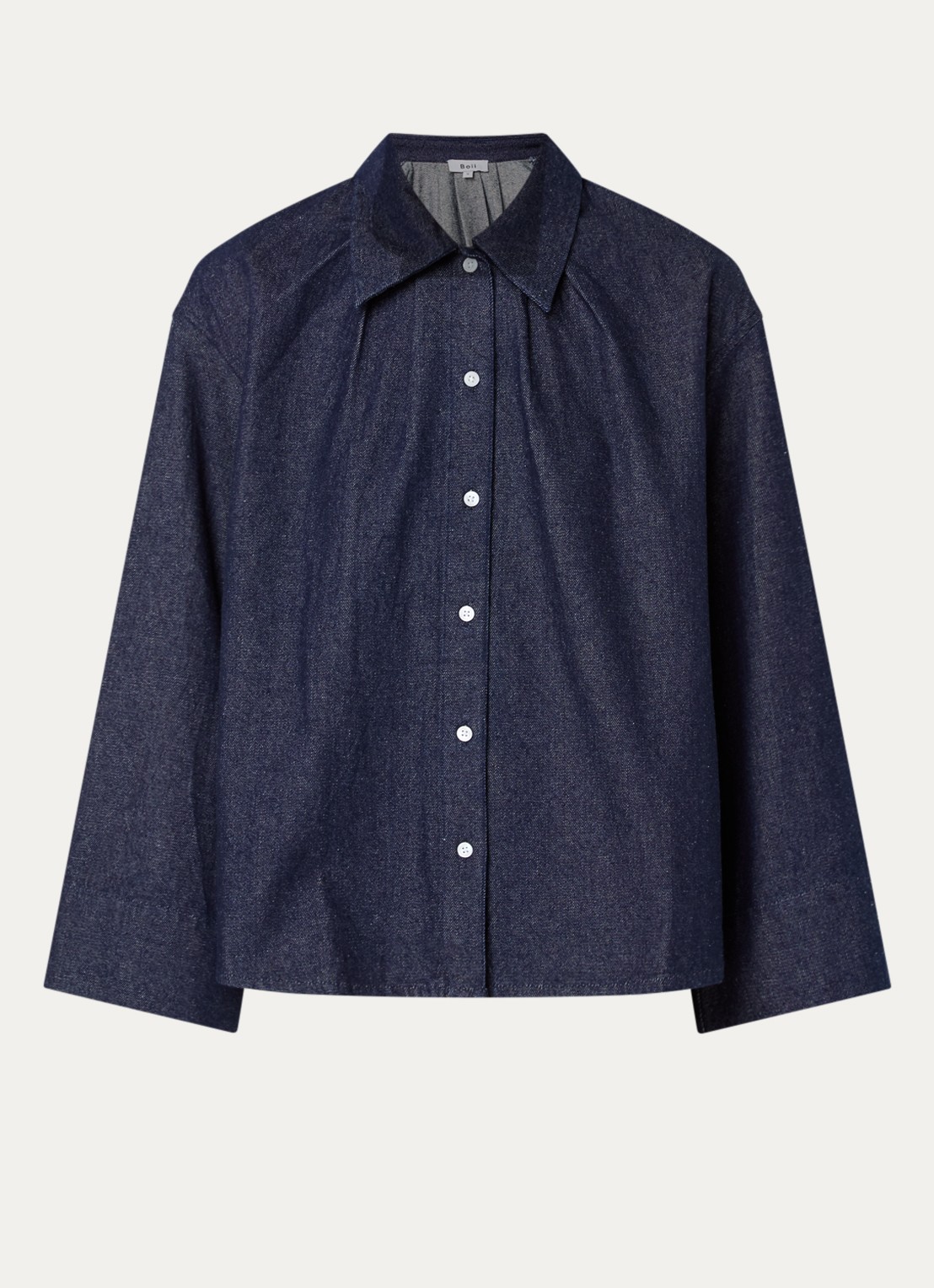 Boii Studios Tinsi oversized blouse van denim  - voorkant 3 jeans