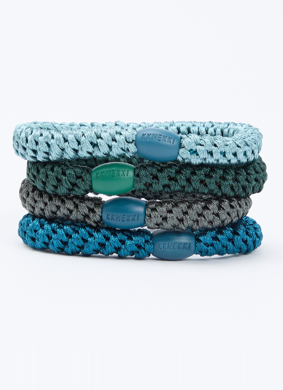 Bon Dep Bundle 50 gevlochten haarelastiekjes in 4-pack  - voorkant 2 blauw