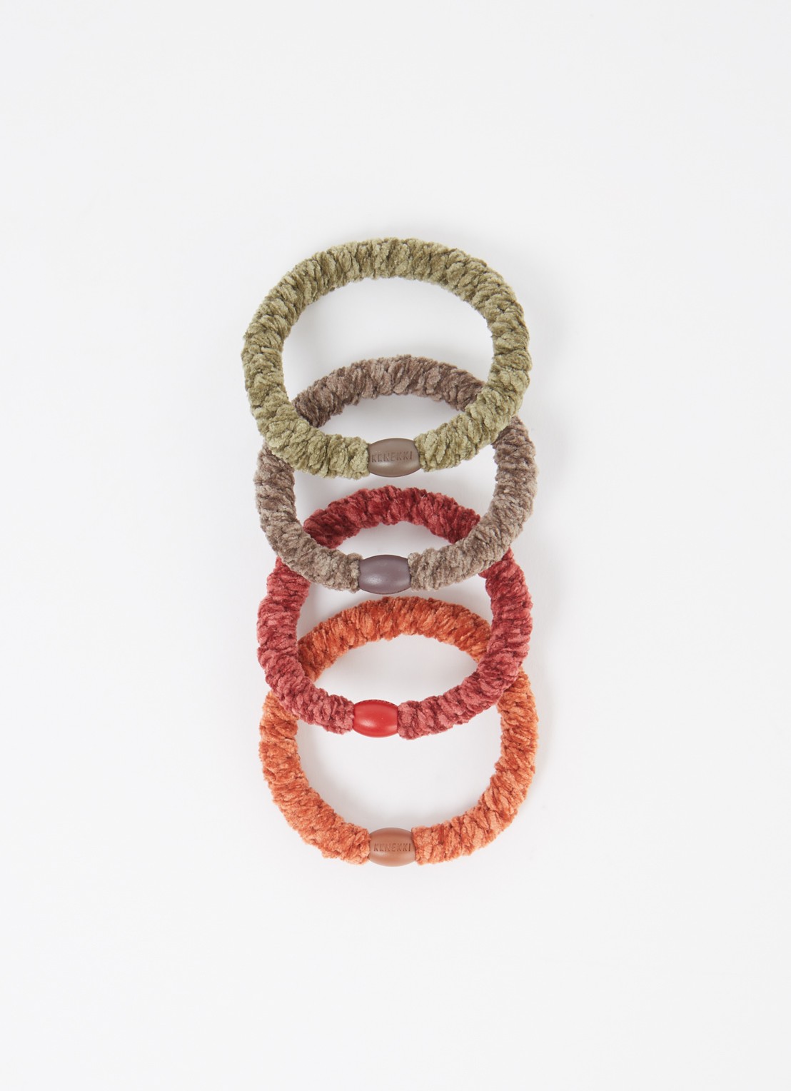 Bon Dep Gevlochten haarelastiekjes in 4-pack - voorkant bordeauxrood
