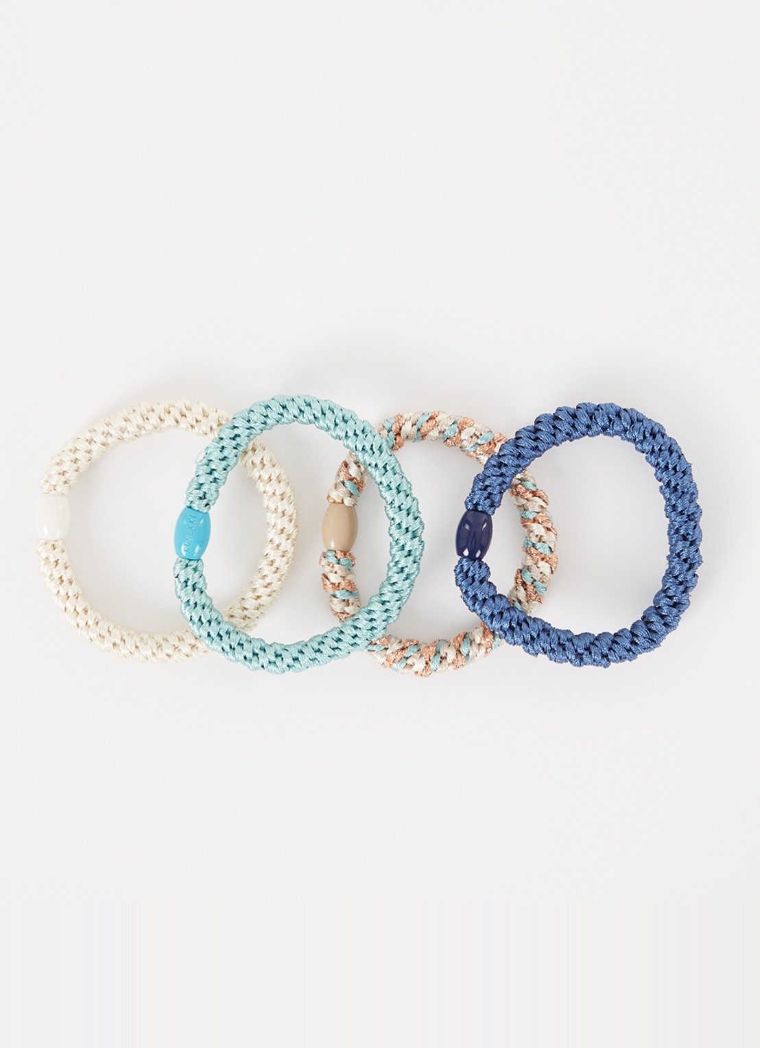 Bon Dep Kknekki Bundle 13 gevlochten haarelastiekjes in 4-pack - voorkant blauw