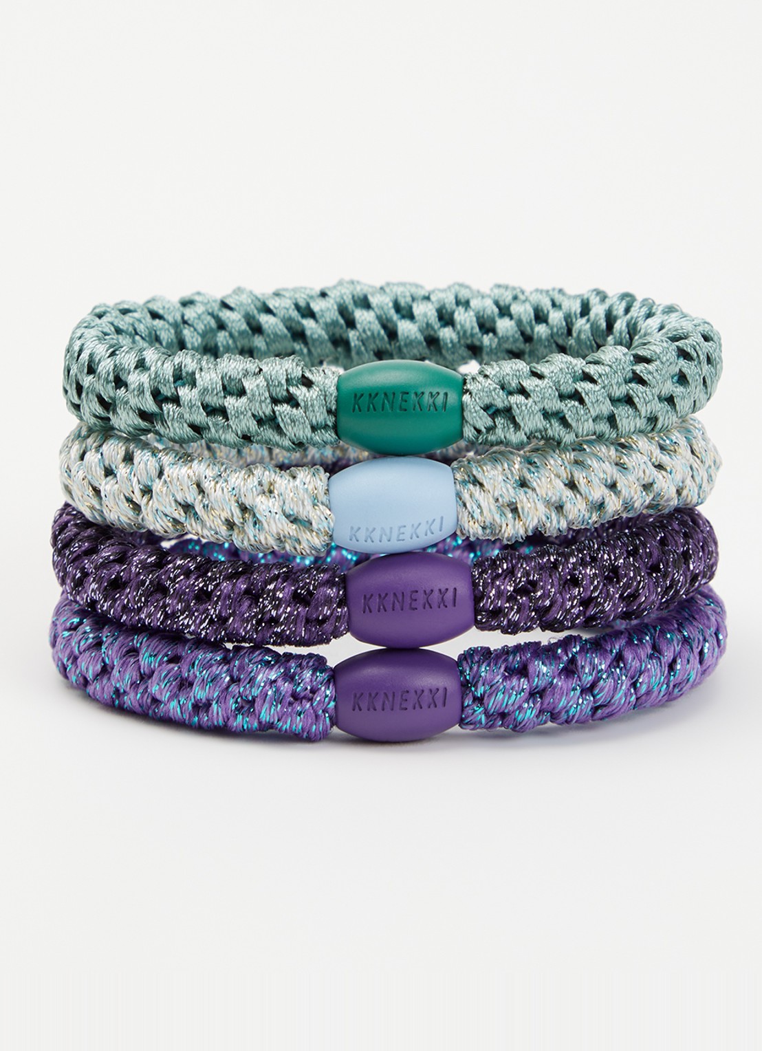 Bon Dep Kknekki Bundle 59 haarelastiekjes met lurex in 4-pack - voorkant lila