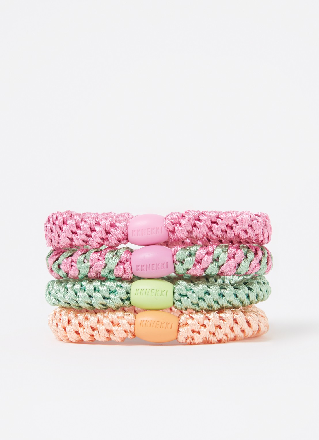 Bon Dep Kknekki gevlochten haarelastiekjes in 4-pack - detail roze
