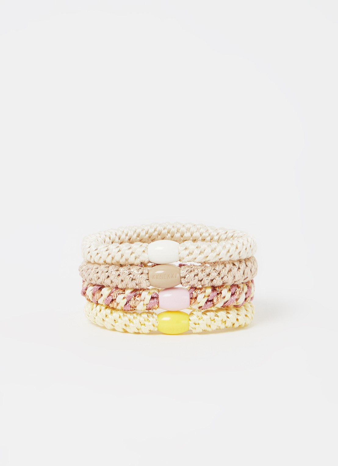 Bon Dep Kknekki gevlochten haarelastiekjes met lurex in 4-pack - detail 2 paars