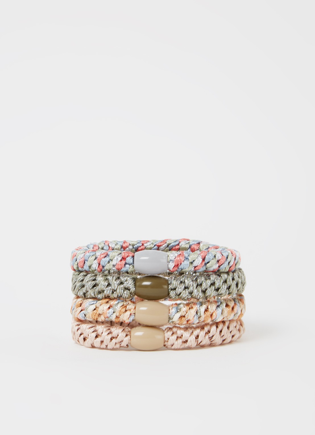 Bon Dep Kknekki gevlochten haarelastiekjes met lurex in 4-pack - detail 2 multicolor