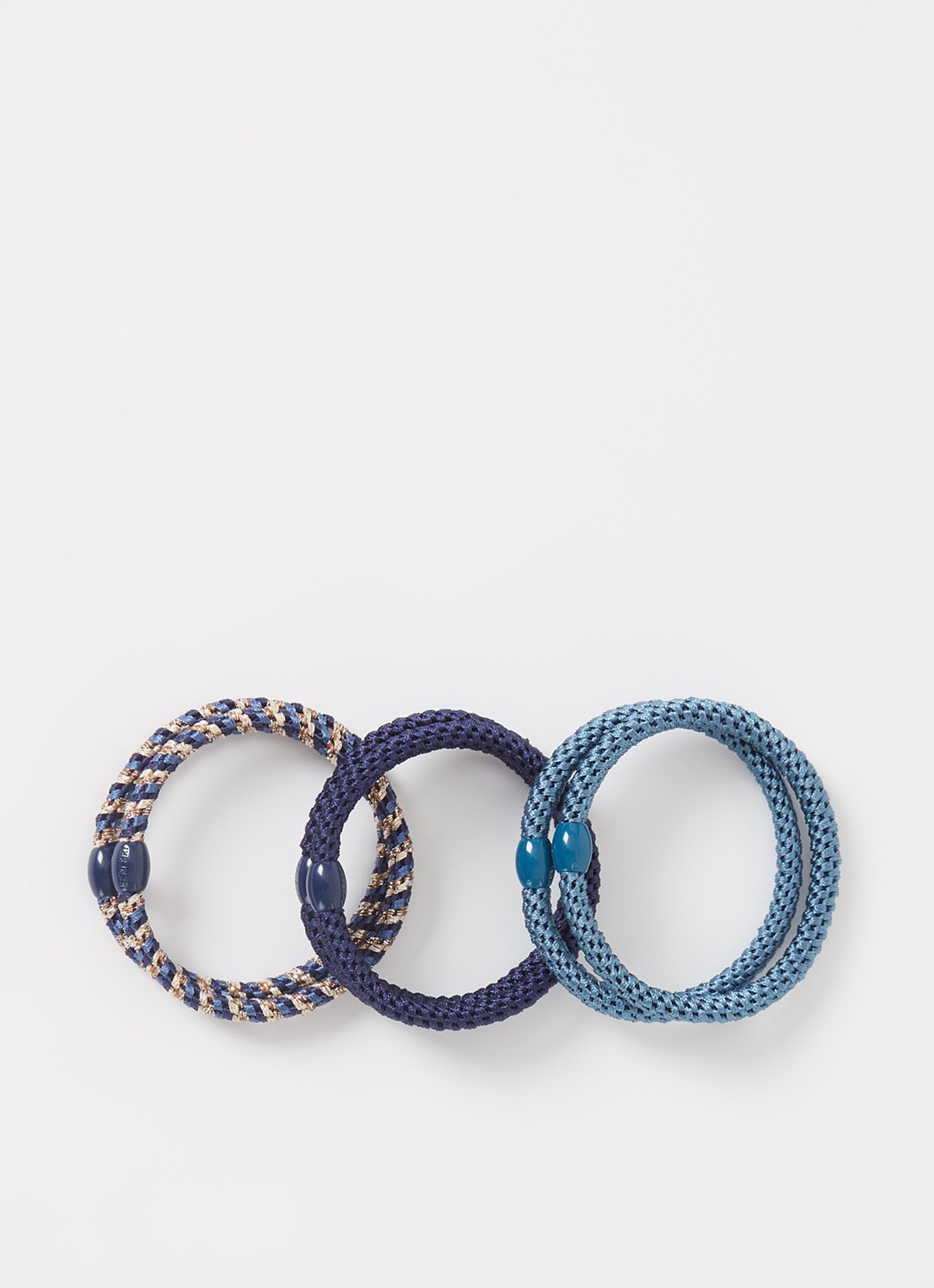 Bon Dep Kknekki gevlochten haarelastiekjes met lurex in 6-pack - voorkant blauw