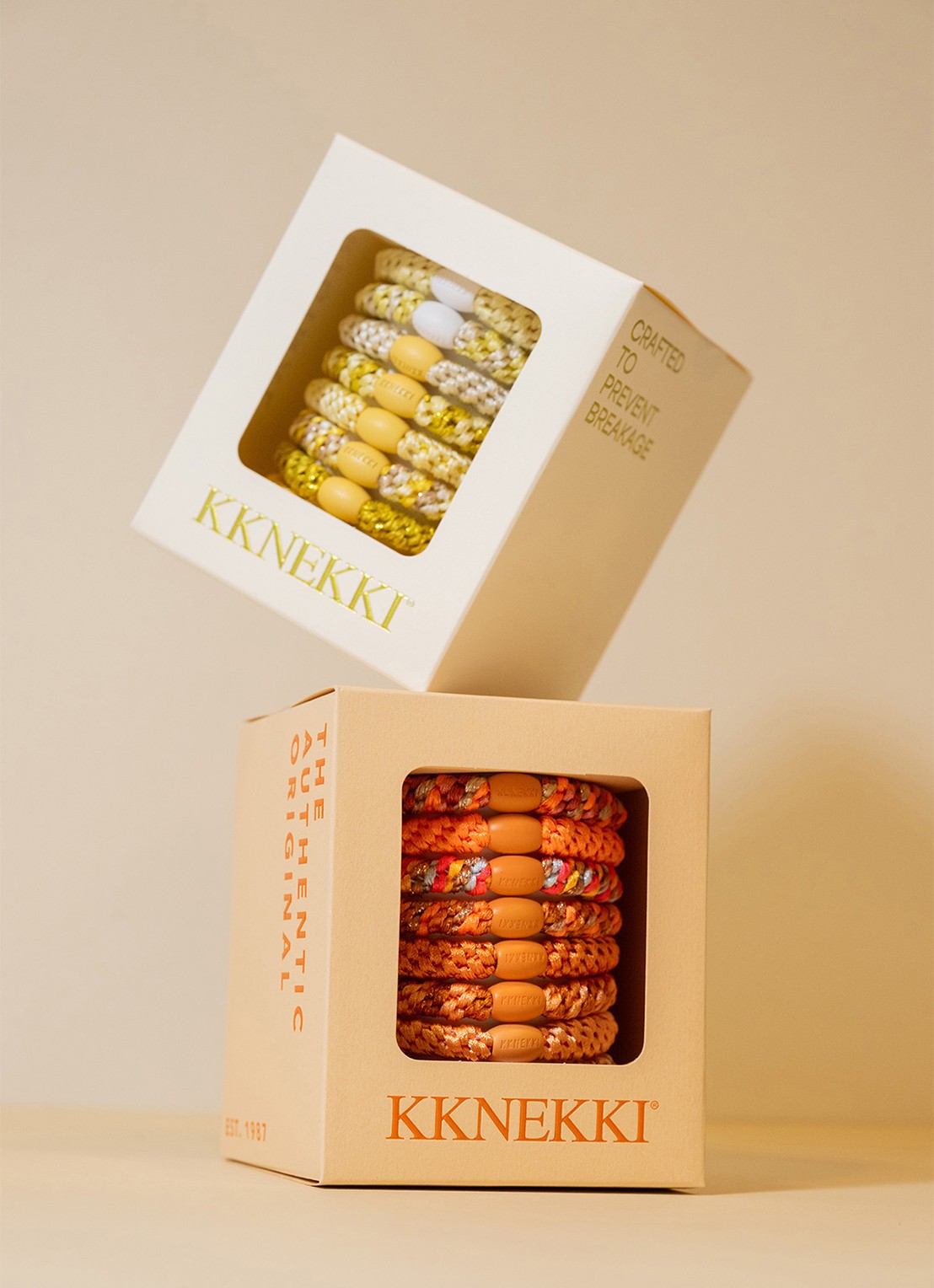 Bon Dep Kknekki gevlochten haarelastiekjes met lurex in 8-pack  - detail 2 geel