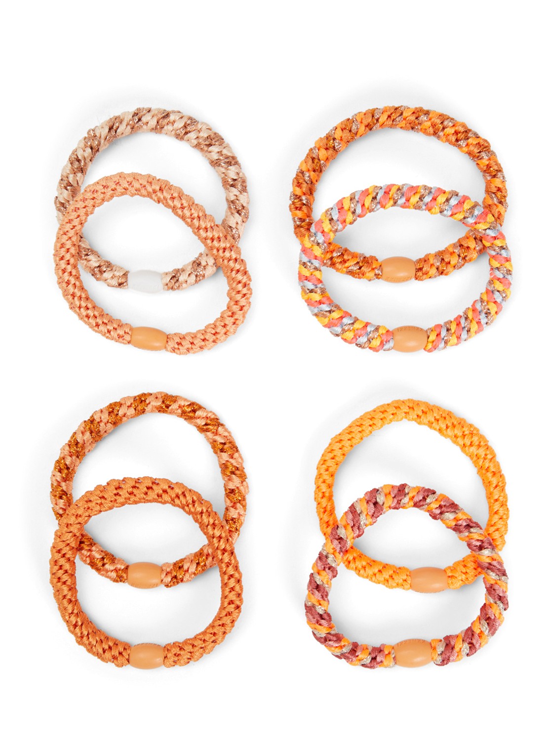 Bon Dep Kknekki gevlochten haarelastiekjes met lurex in 8-pack  - detail oranje