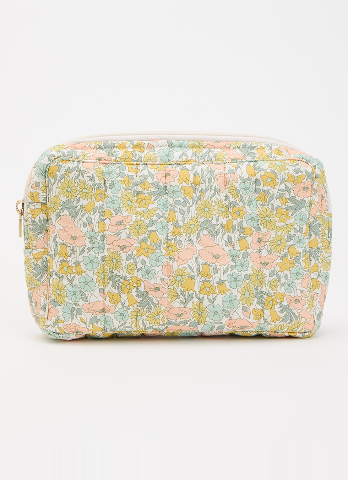 Bon Dep Liberty Poppy & Daisy small toilettas met bloemenprint  - voorkant groen