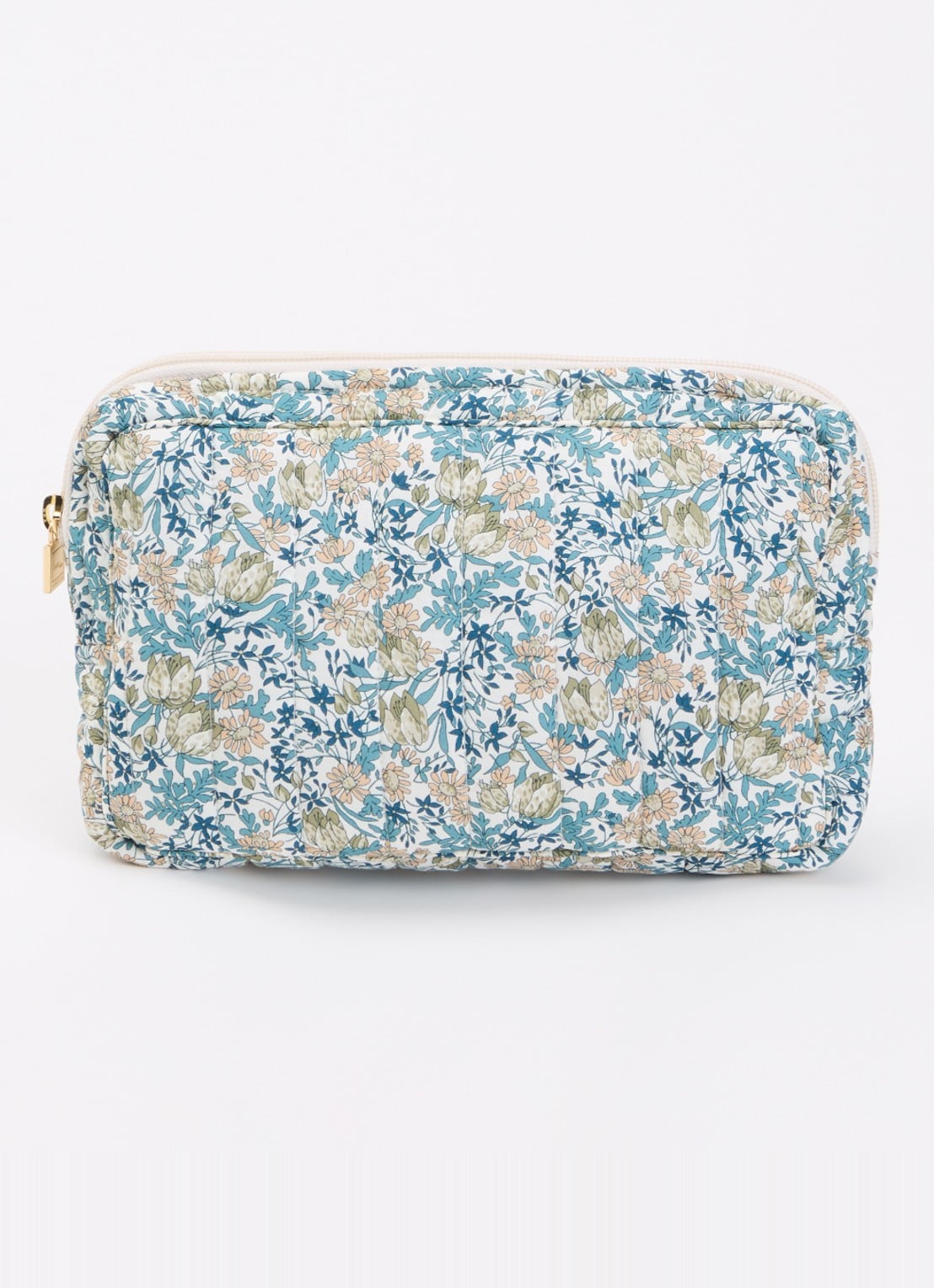 Bon Dep  Make-up tas  met bloemenprint - voorkant blauw