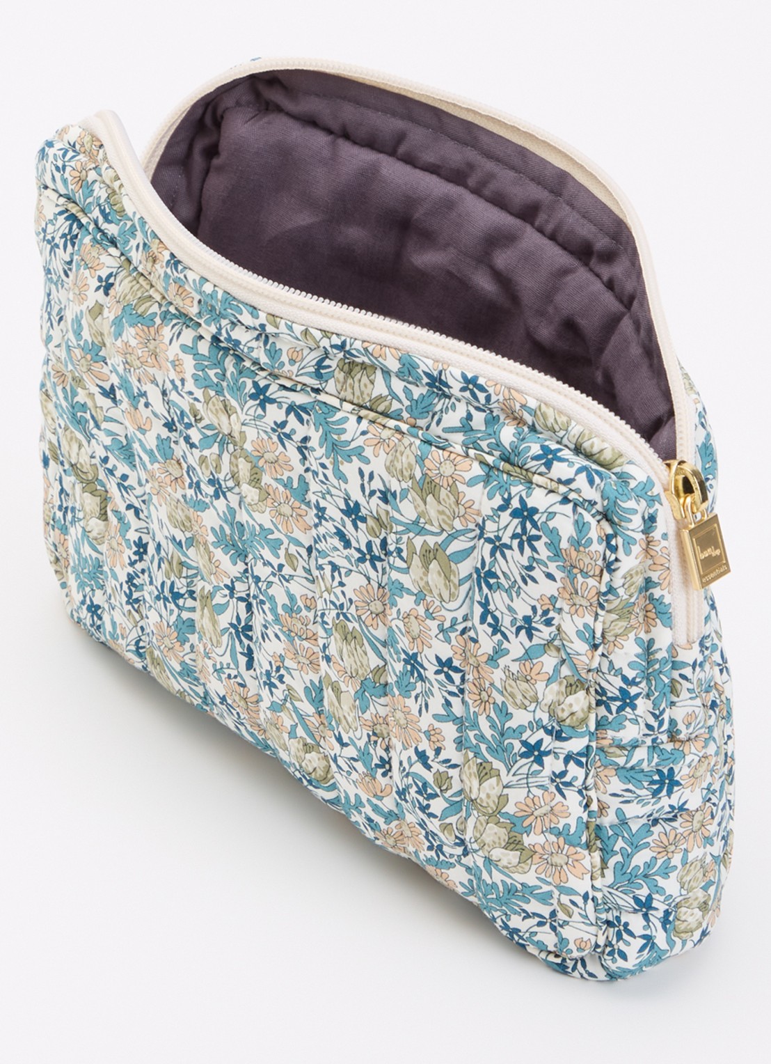 Bon Dep  Make-up tas  met bloemenprint - voorkant 2 blauw