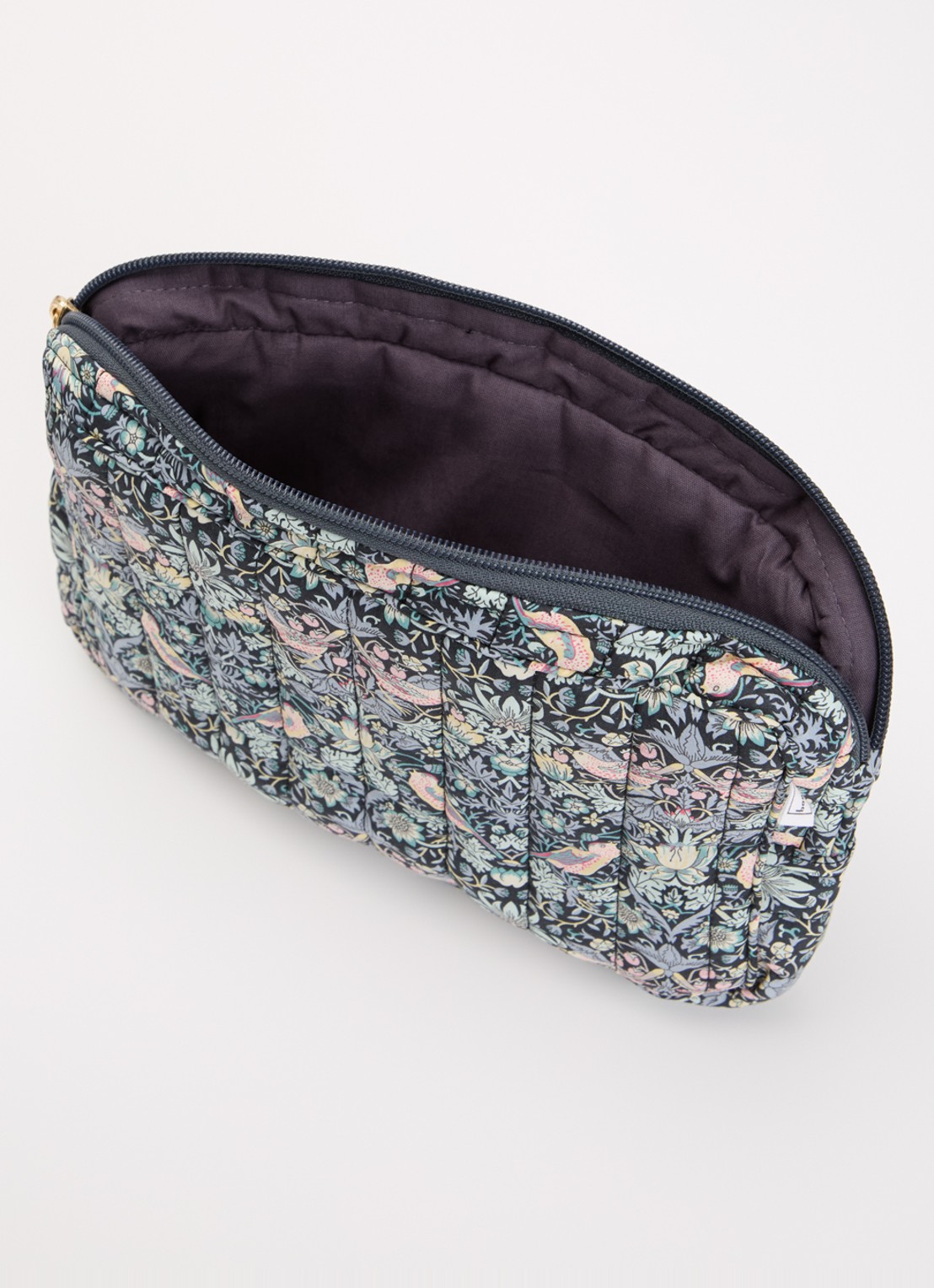Bon Dep Pouch Small toilettas met bloemenprint - voorkant donkerblauw