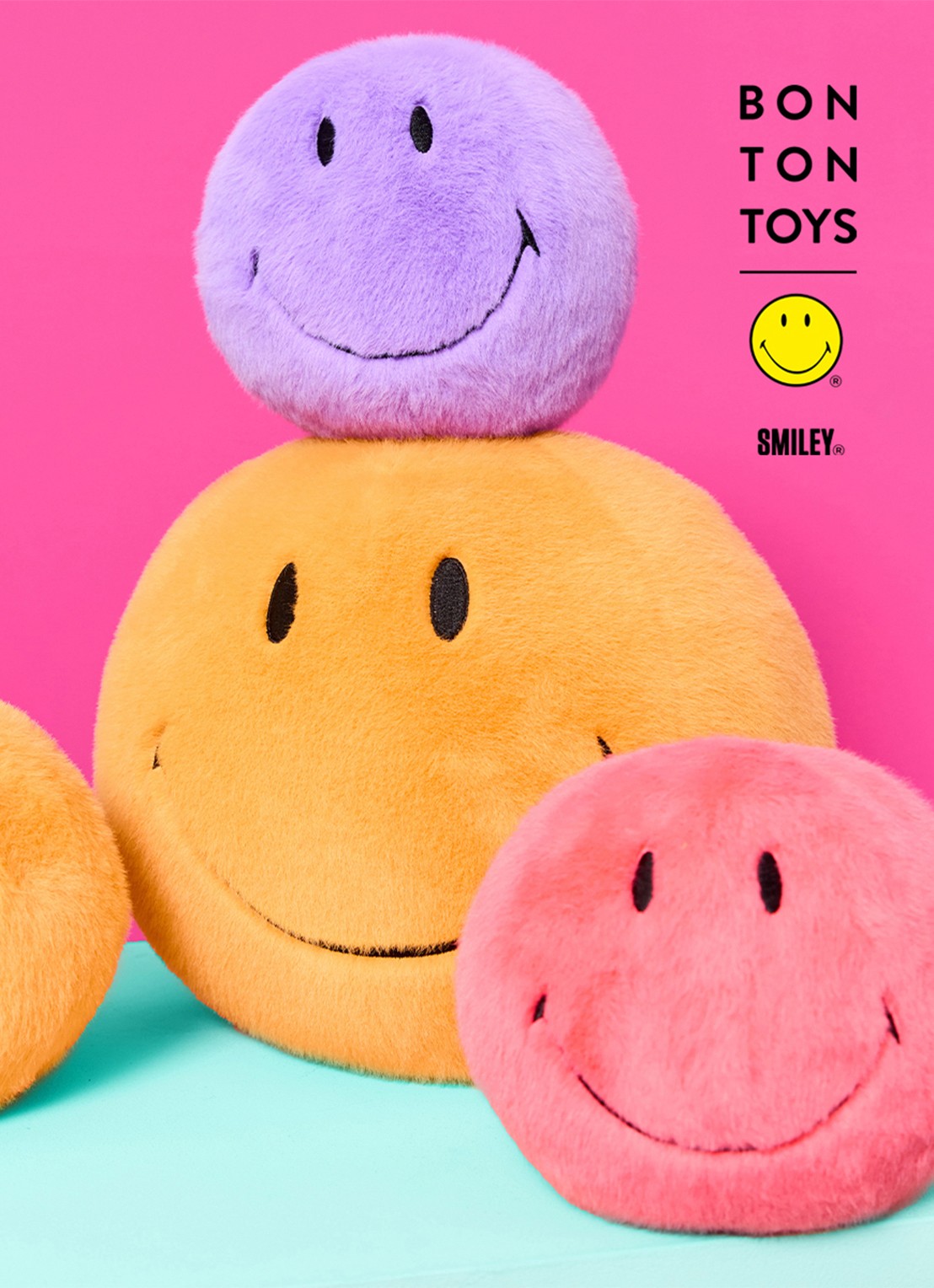 Bon Ton Toys Smiley Fuzzy knuffel 13 cm - voorkant paars