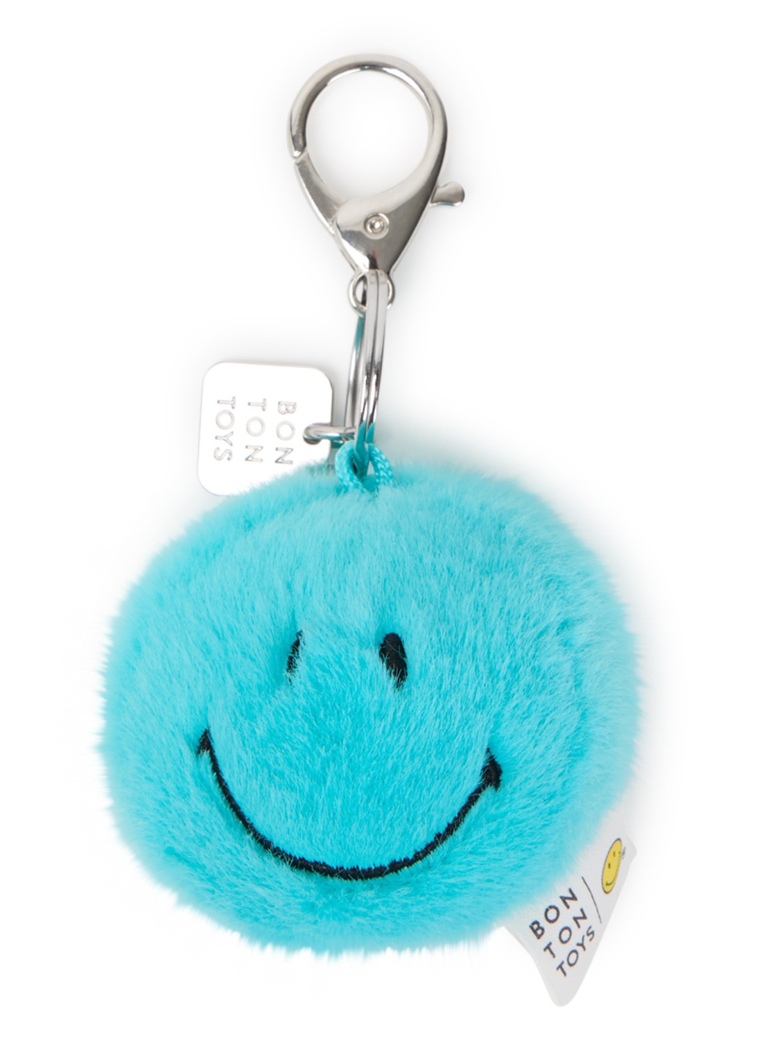 Bon Ton Toys Smiley Fuzzy sleutelhanger 5,5 cm  - voorkant blauw
