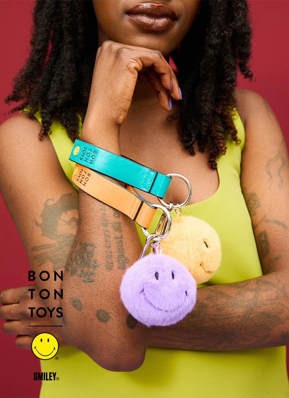 Bon Ton Toys Smiley fuzzy tasbedel - voorkant 3 paars