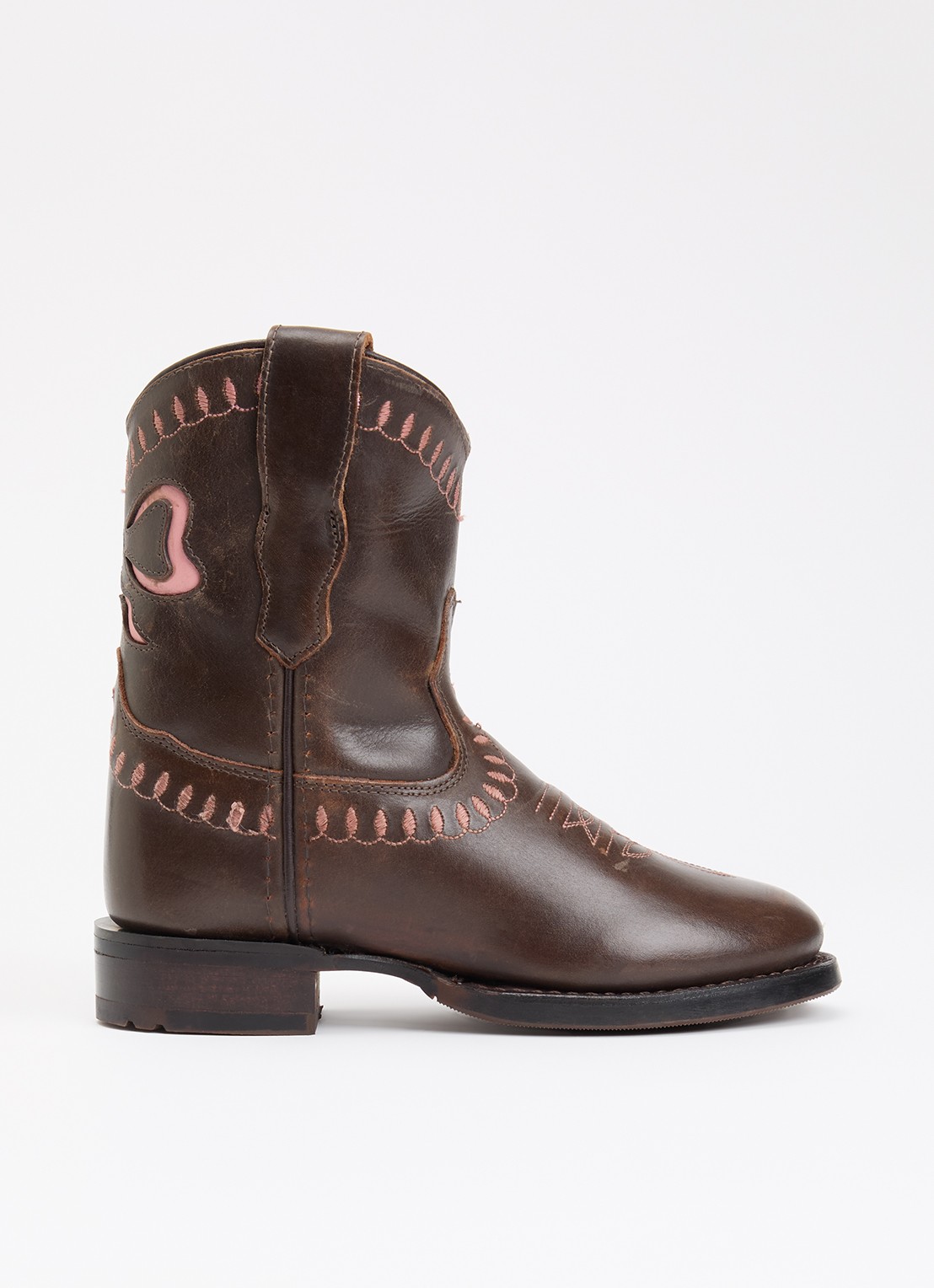 Bootstock Bow cowboylaars van leer - voorkant 3 donkerbruin