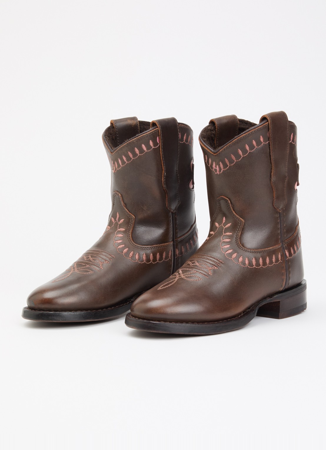 Bootstock Bow cowboylaars van leer - voorkant 4 donkerbruin