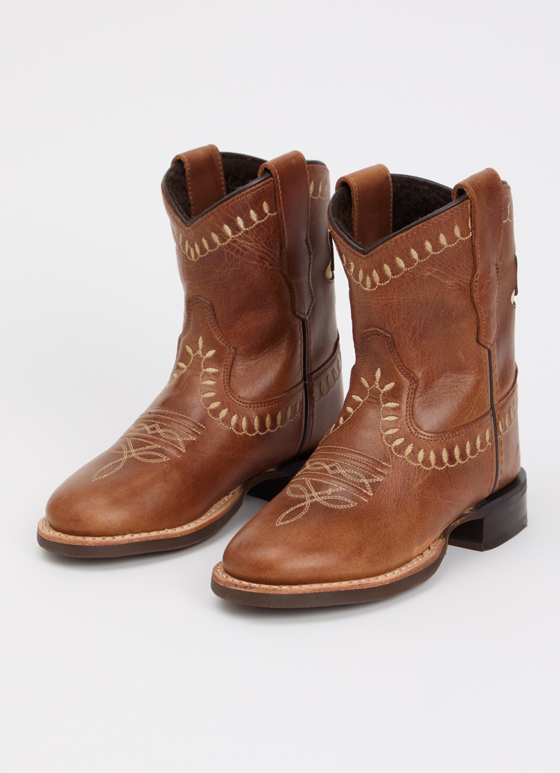 Bootstock Bow cowboylaars van leer - voorkant 3 cognac