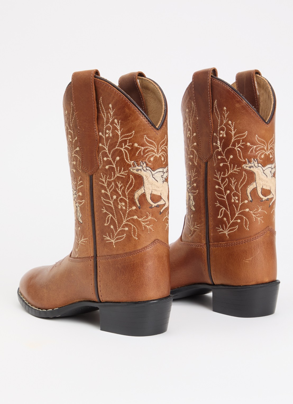 Bootstock Unicorn cowboylaars van leer - achterkant cognac