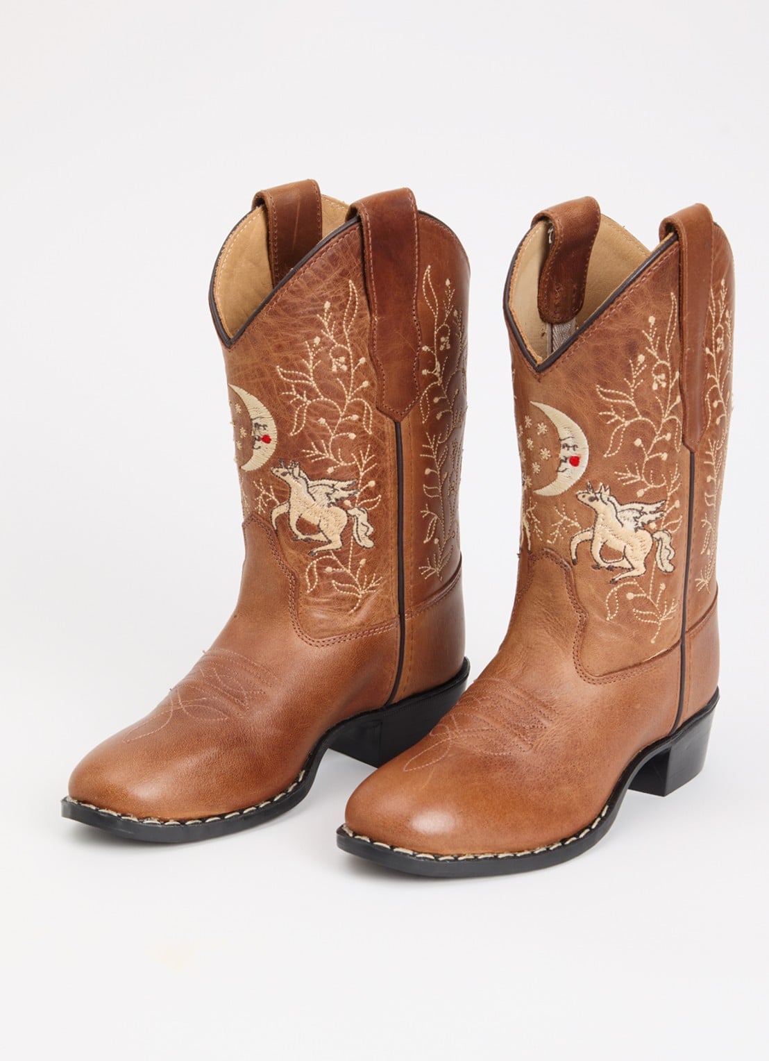 Bootstock Unicorn cowboylaars van leer - voorkant 3 cognac