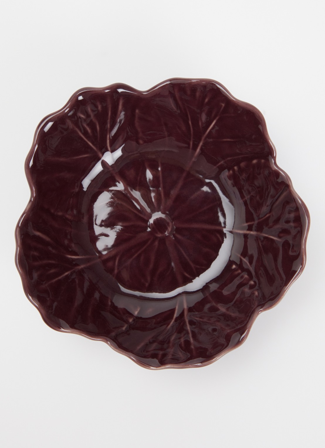 Bordallo Pinheiro Cabbage kom 11 cm - voorkant 2 aubergine