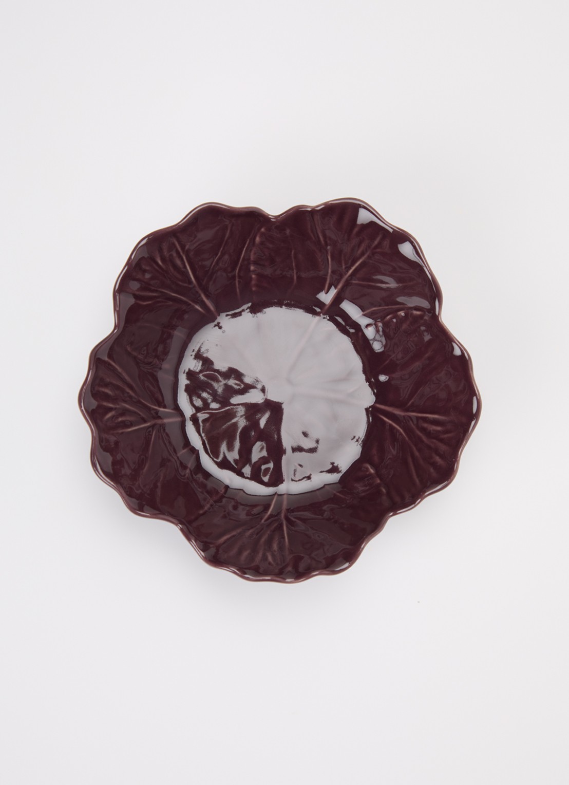 Bordallo Pinheiro Cabbage serveerschaal 14 cm - voorkant 2 aubergine