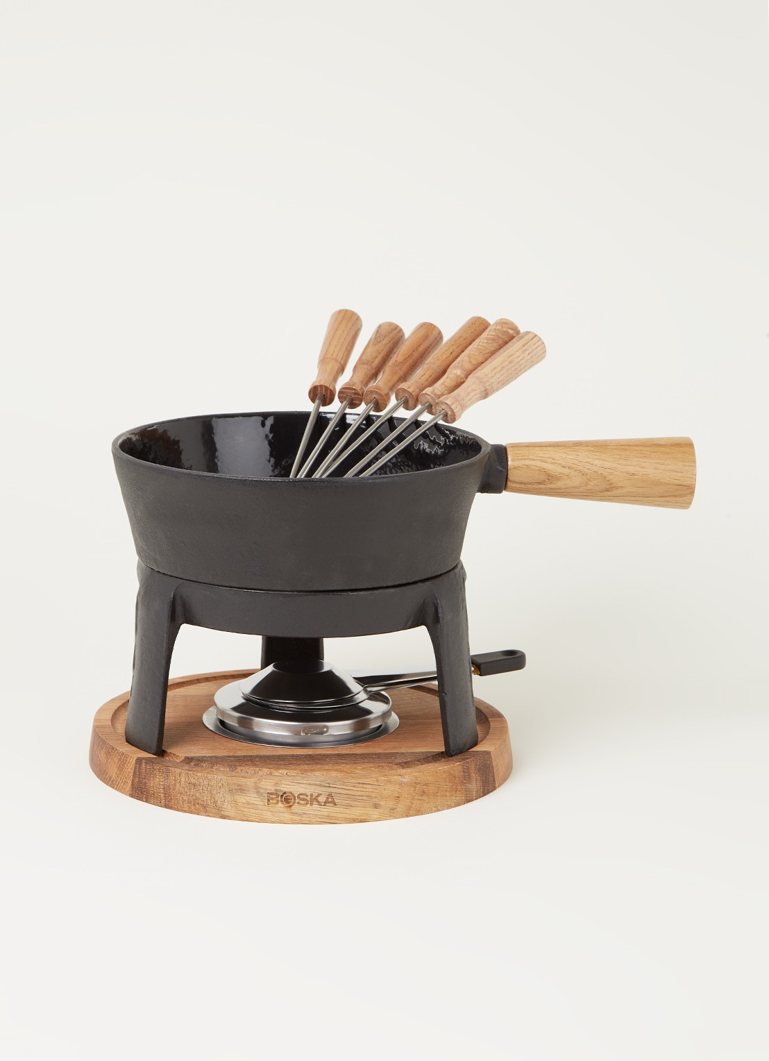 Boska Kaasfondueset Pro L met 6 fondue vorkjes - voorkant 2 zwart