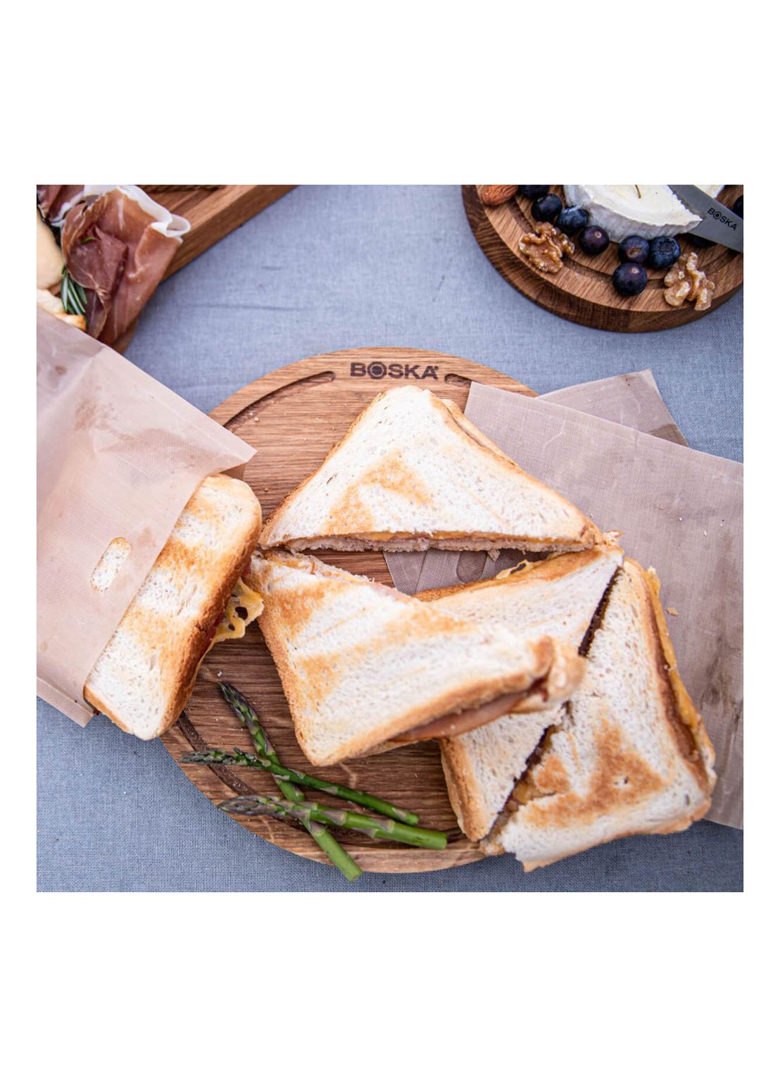 Boska Toastabags broodroosterzakjes set van 3 - voorkant 2 lichtbruin