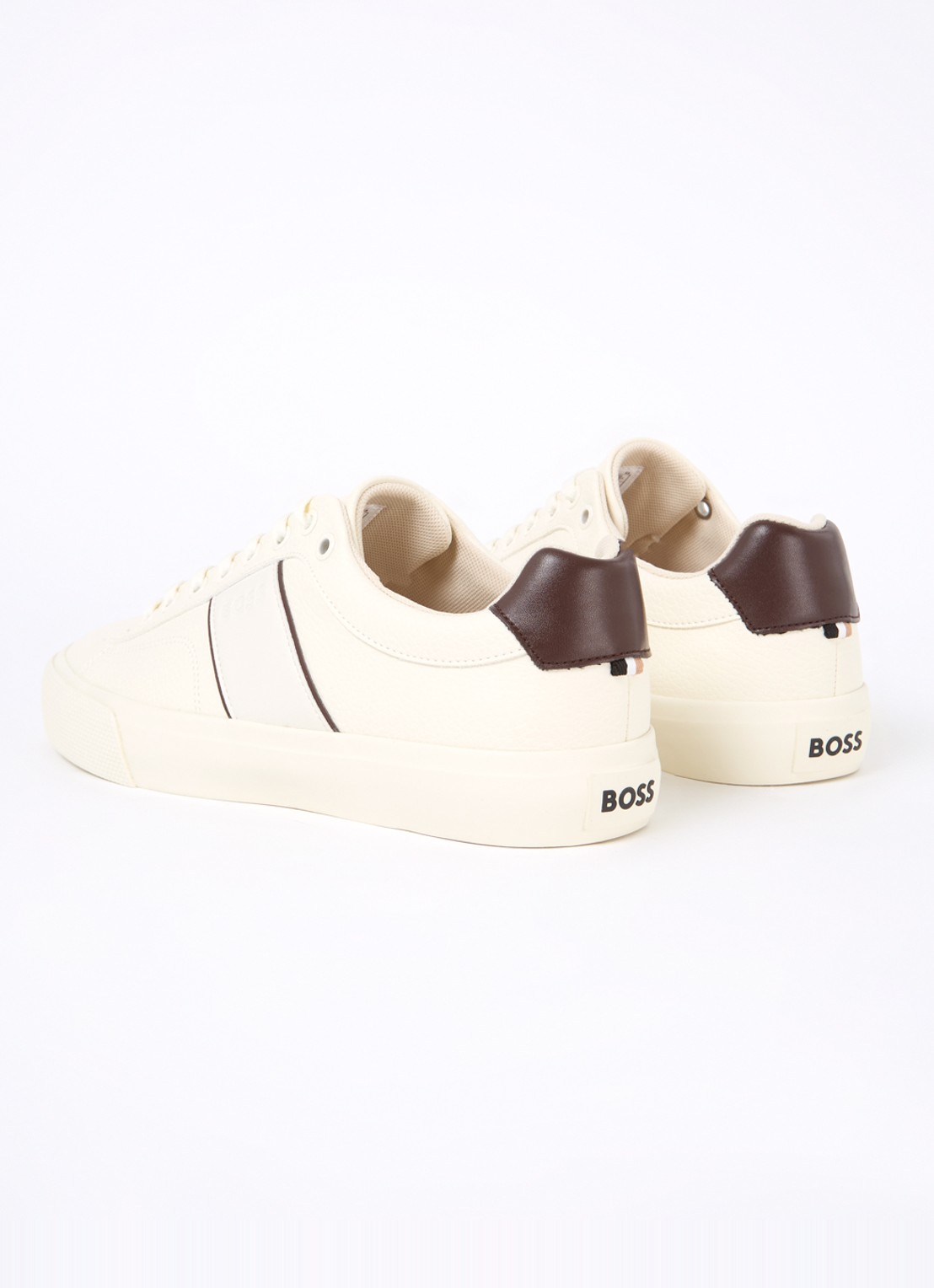 BOSS Aiden sneaker met logo - achterkant 5 ivoor