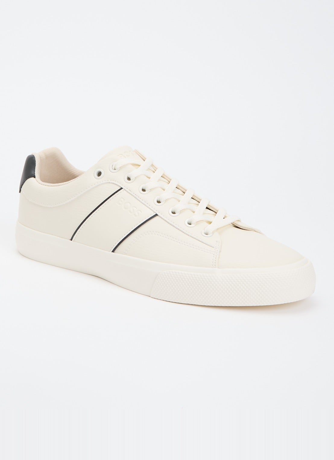 BOSS Aiden sneaker met logo - voorkant gebroken wit