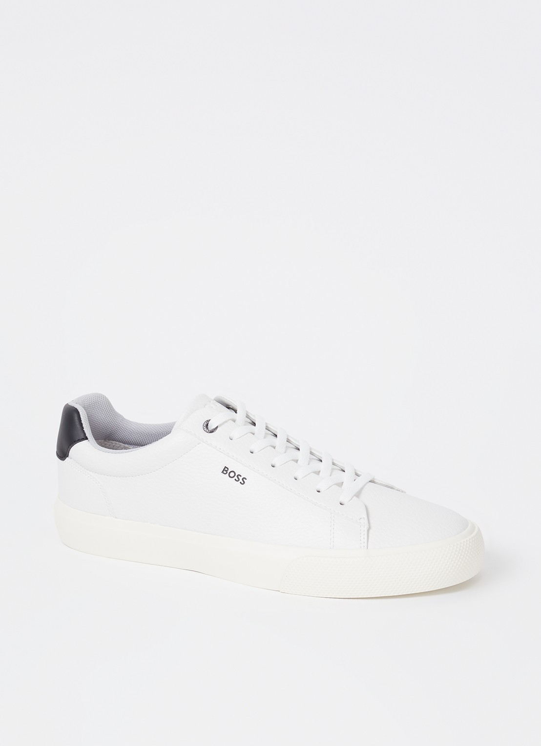 BOSS Aiden sneaker met structuur en logo - voorkant 4 wit
