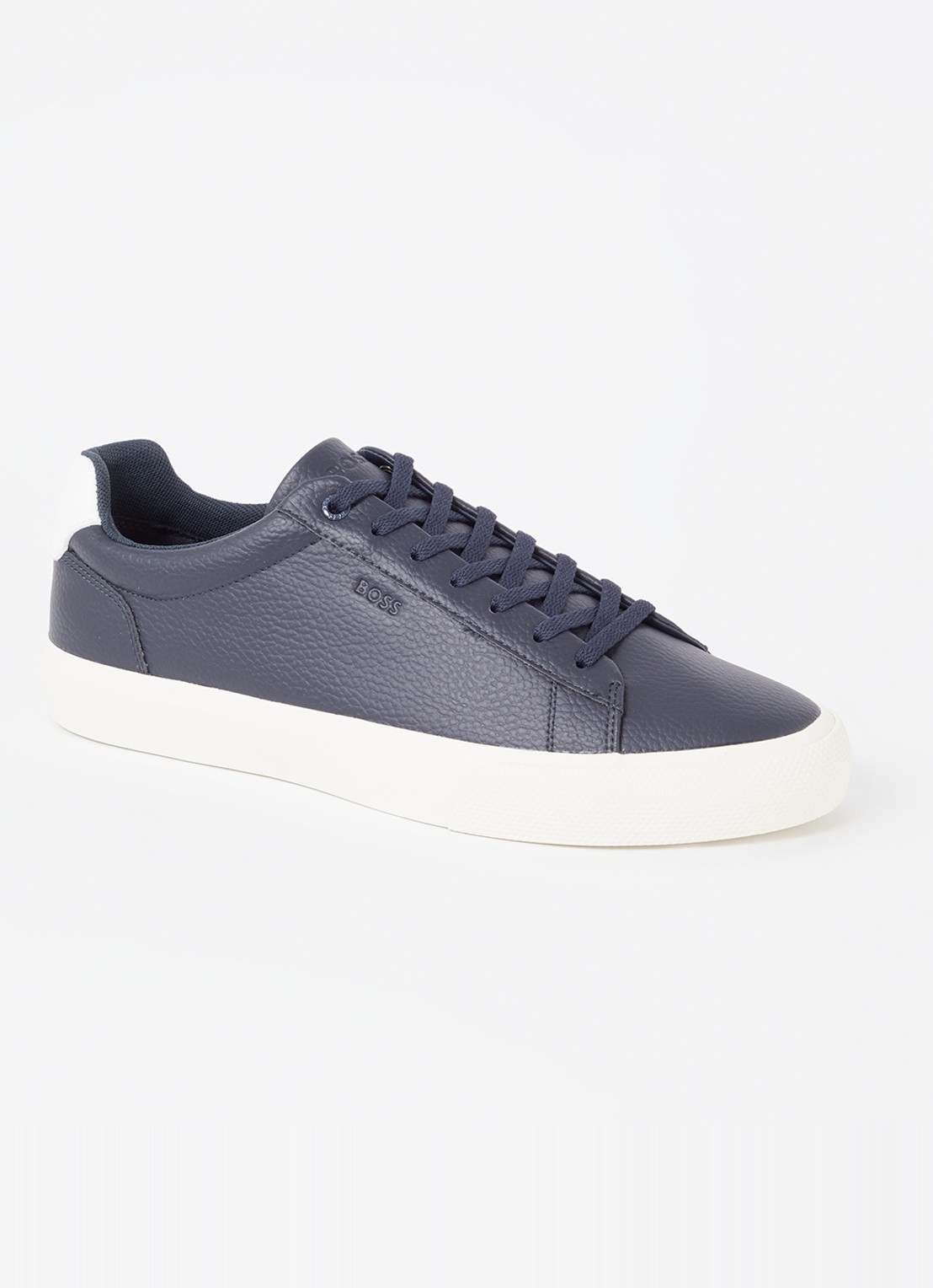 BOSS Aiden sneaker met structuur en logo - voorkant 2 donkerblauw
