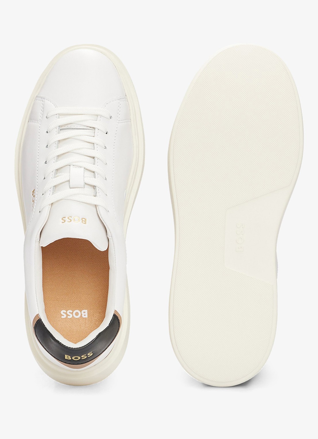 BOSS Amber Runn sneaker van leer - detail gebroken wit
