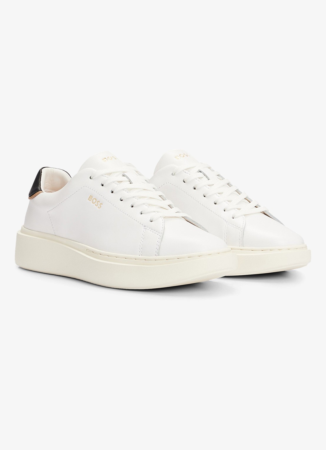 BOSS Amber Runn sneaker van leer - detail 2 gebroken wit