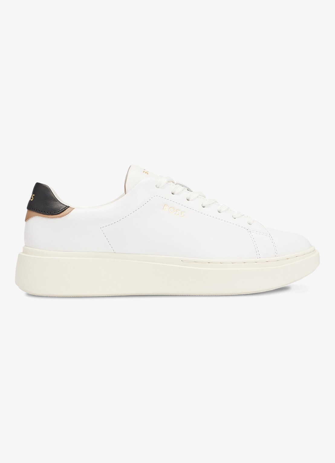 BOSS Amber Runn sneaker van leer - voorkant 7 gebroken wit
