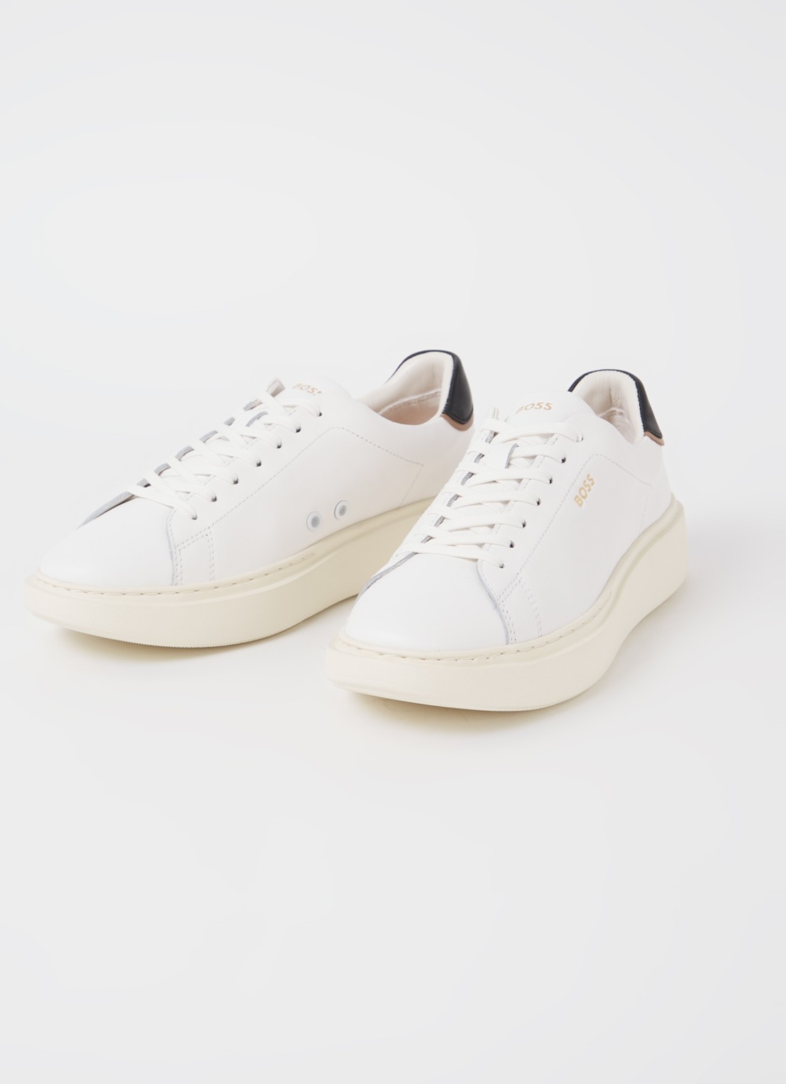 BOSS Amber Runn sneaker van leer - detail 4 gebroken wit