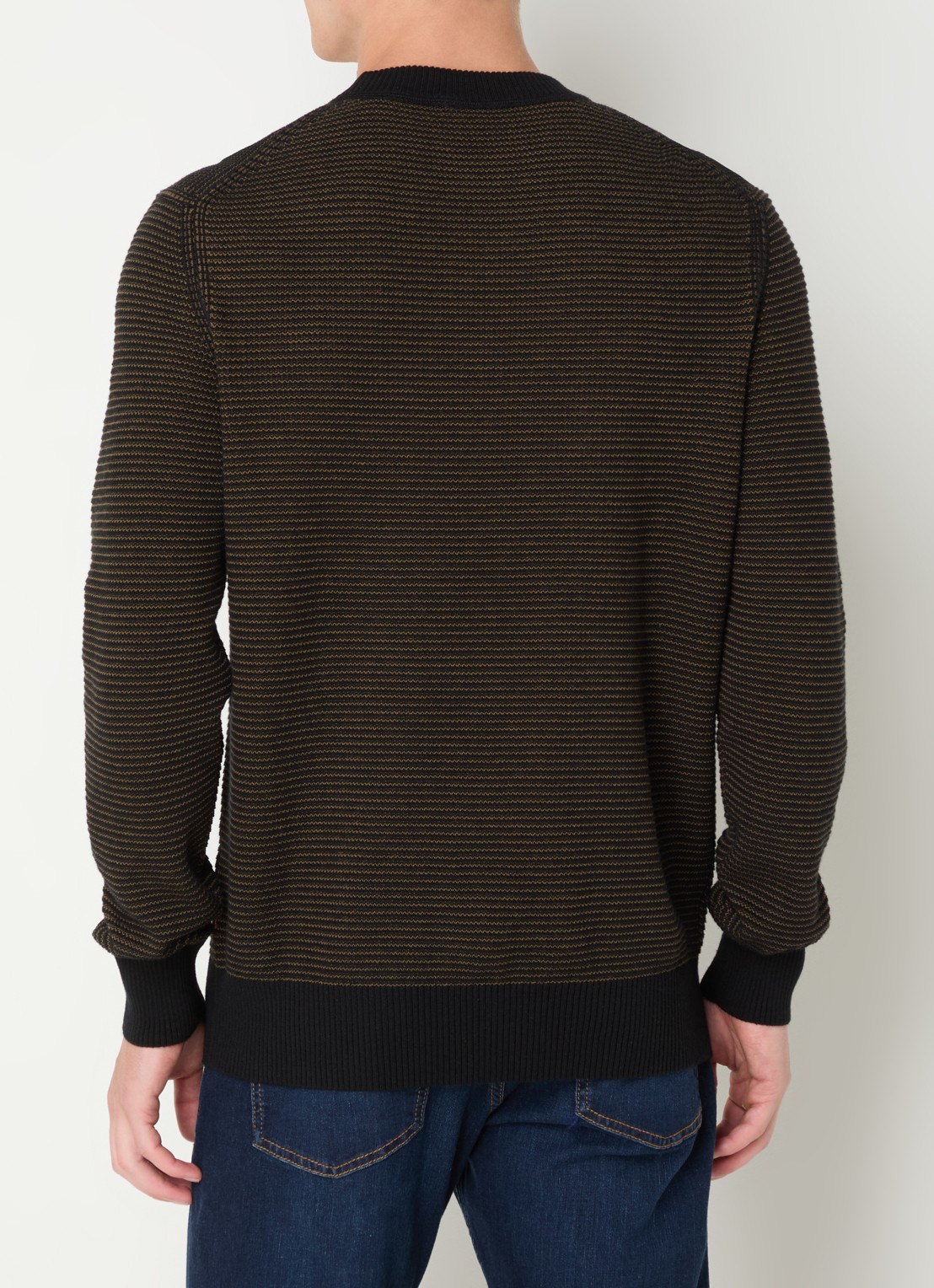 BOSS Amercury grofgebreide pullover in wolblend - achterkant zwart