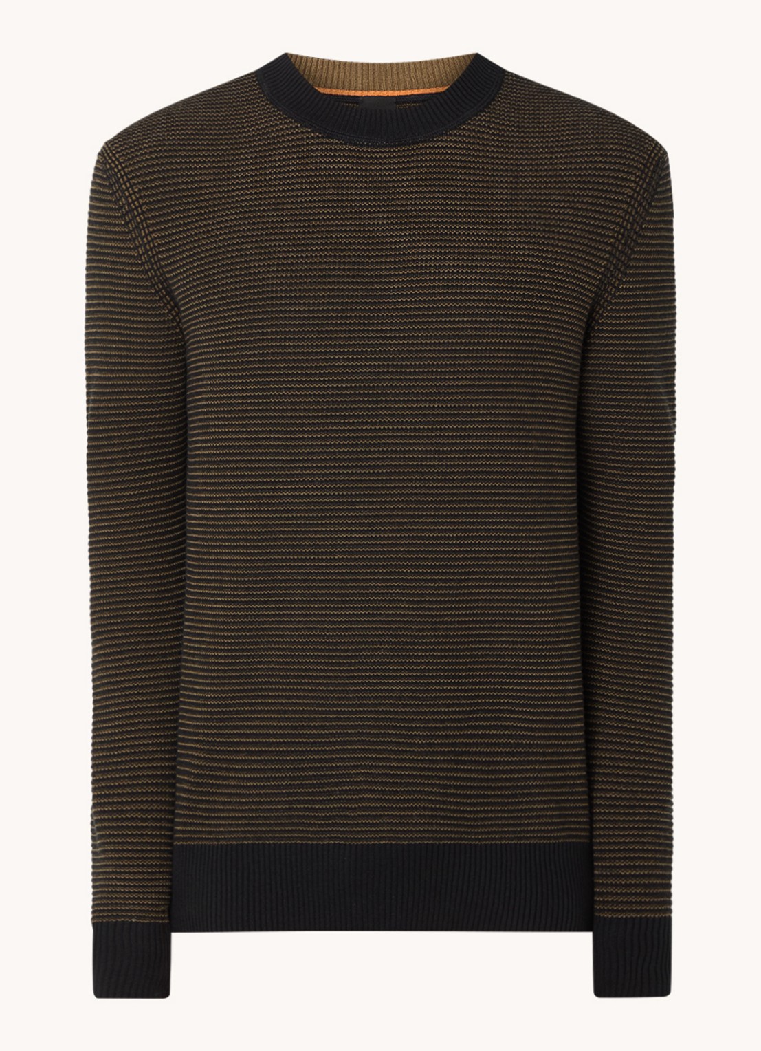BOSS Amercury grofgebreide pullover in wolblend - voorkant 2 zwart