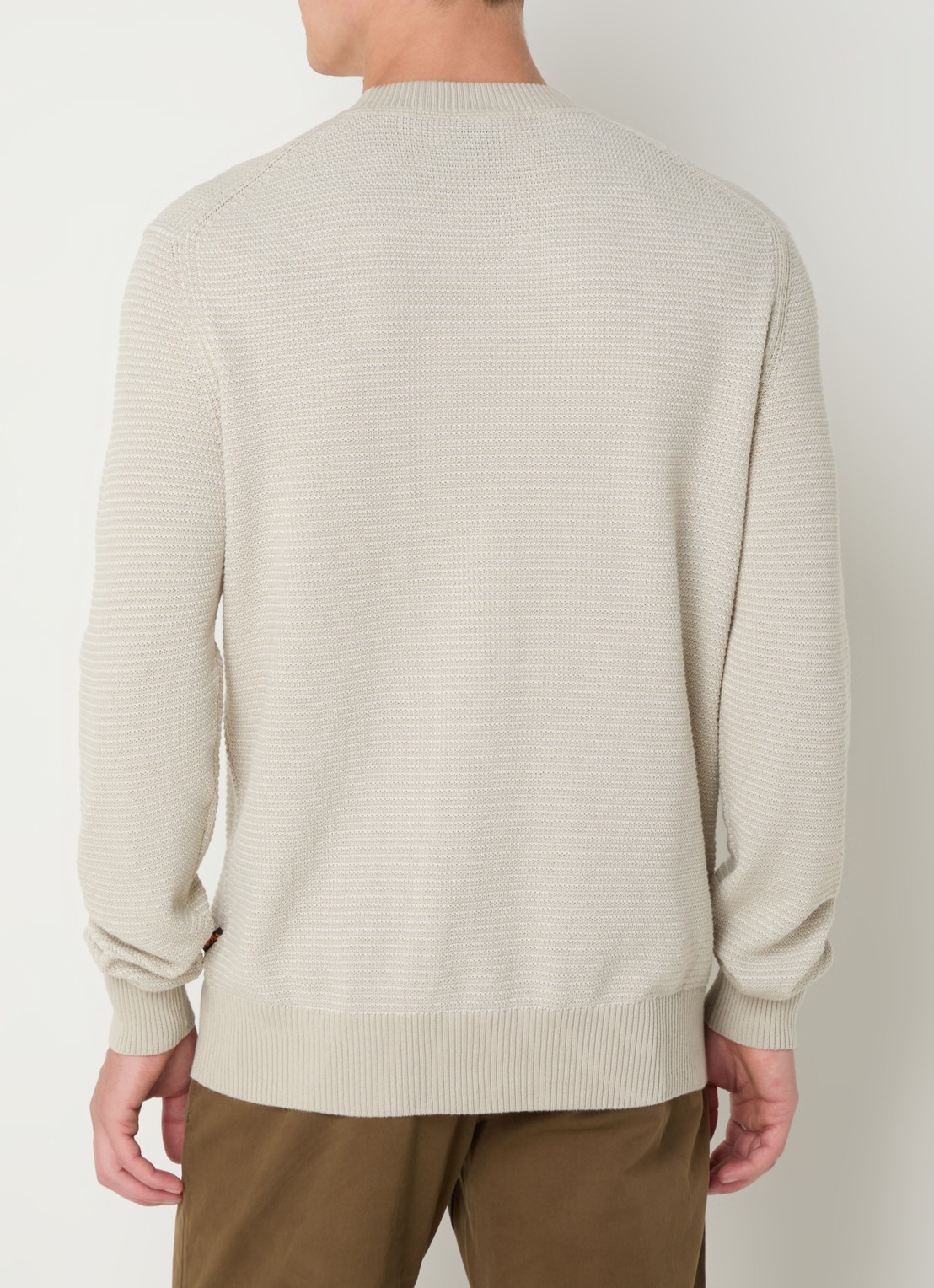 BOSS Amercury grofgebreide pullover in wolblend - achterkant 5 beige