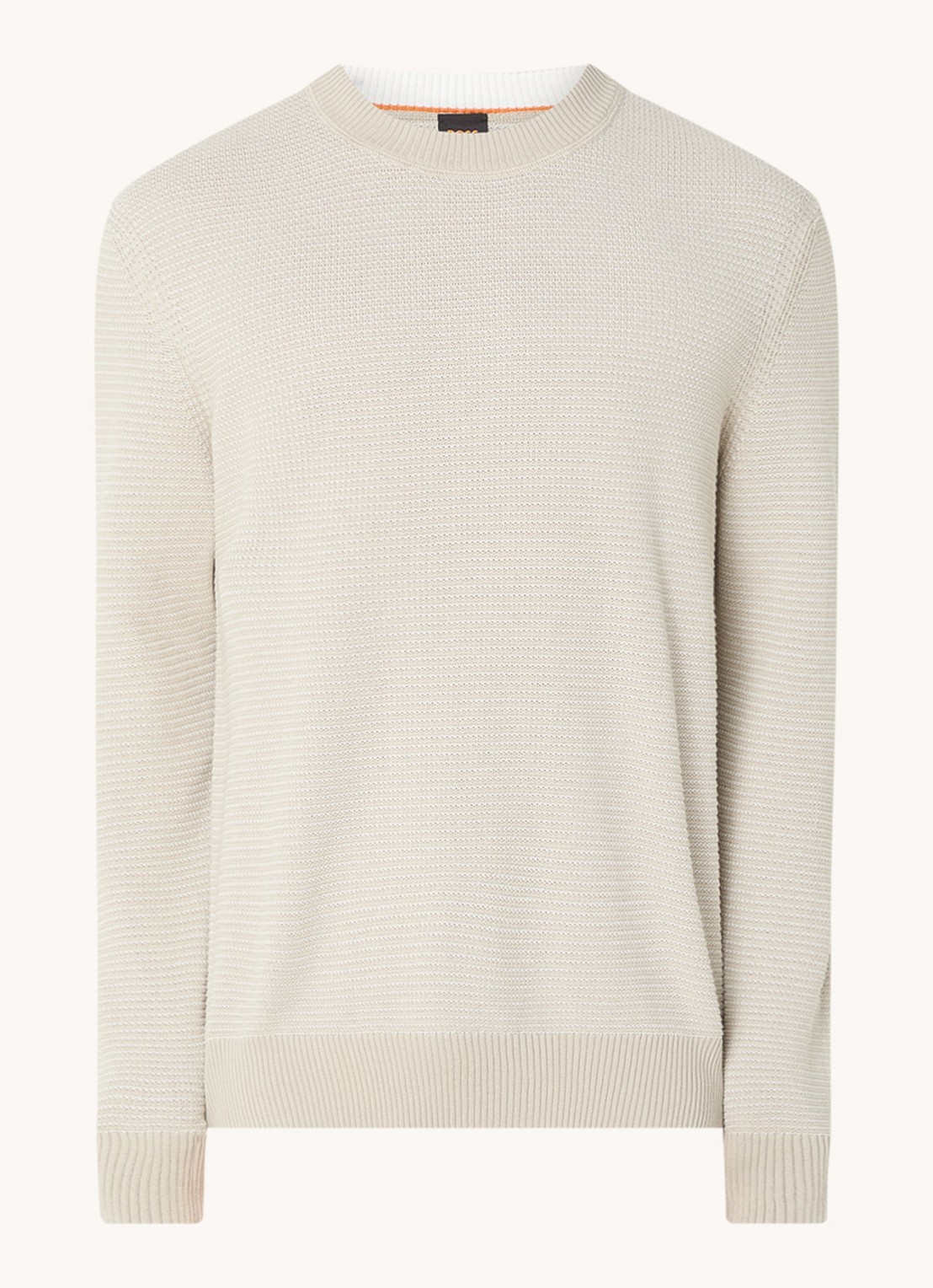BOSS Amercury grofgebreide pullover in wolblend - voorkant 3 beige