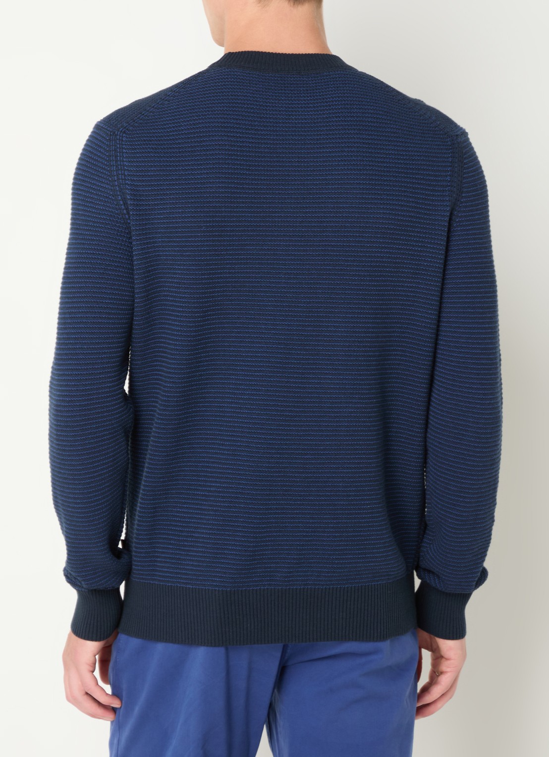 BOSS Amercury grofgebreide pullover in wolblend - achterkant donkerblauw